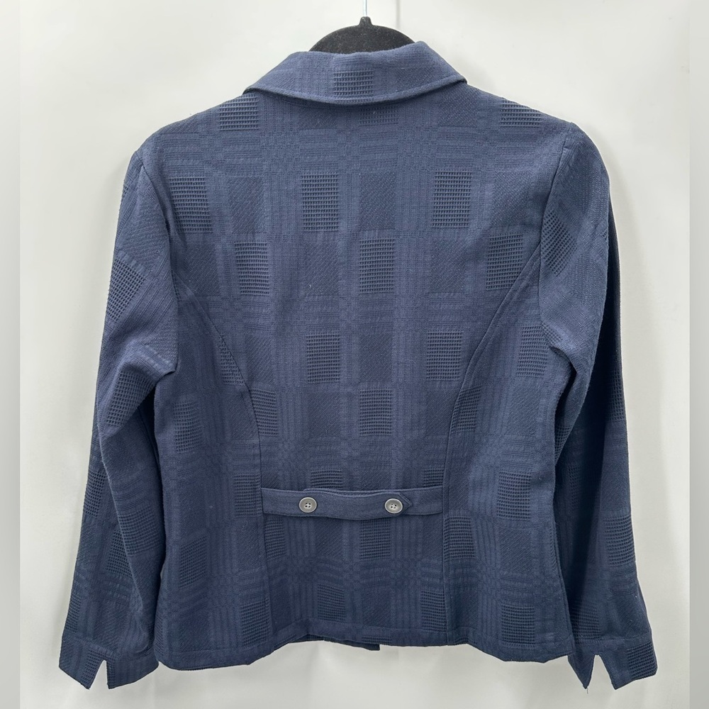 CHRISTOPHER & BANKS Blue cotton woman textured button down casual jacket NWT S - Picture 2 of 10